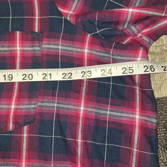 Sonoma Button Up Shirt Women's 1X Pink Blue Plaid Long Sleeve Pockets Top Cotton - Picture 7 of 8